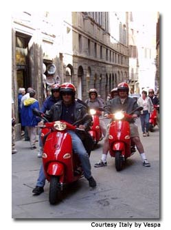 Manufacturers had never before produced a red Vespa in Italy, so all heads turned for the daily “scootercade.”