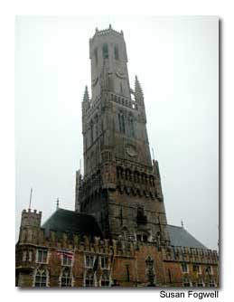 The 289-foot (88 m) Belfry Tower has stood over Market Square since 1240.