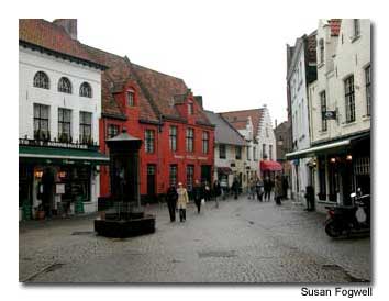 Charming cobblestone streets wind their way through Brugge, Belgium.