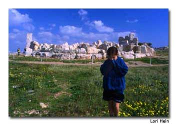 The author’s daughter, Dana, poses at Ggantija, Gozo’s “place of giants.” The two temples here were built between 3600 and 3000 B.C.