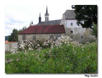 The Vyšší Brod Monastery, founded in 1259, is situated on the Vltava River in the southernmost part of the Šumava region, approximately 3 miles from the Austrian border.