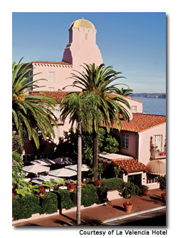One glance at the exterior of La Valencia Hotel and you’ll see why it is known as the “pink lady of La Jolla.”