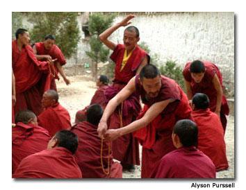 Monks at the Sera Monastery in Tibet