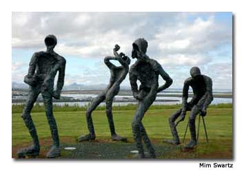 Outdoor sculpture is a common sight in Reykjavik.