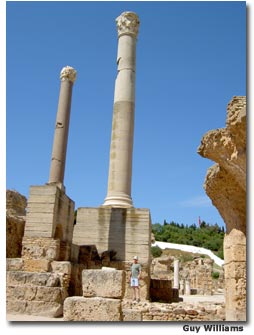 Ruins of the Antonine Thermal Baths, built by the Romans, can still be seen in Carthage. The baths were among the largest built by the Roman Empire. 