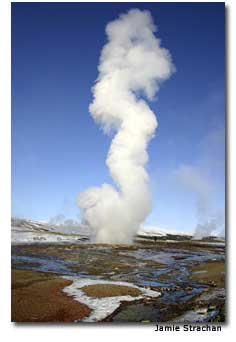 Strokkur (The Churn) is the successor of the original "Geysir" and could give Old Faithful a run for its money.