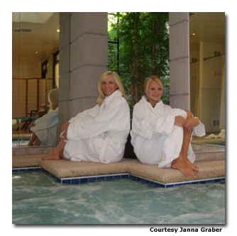 The author and her daughter enjoy a day at the spa.