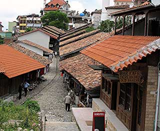 The mountain village of Kruja is the birthplace of 15th century hero Skanderbeg, who repeatedly repulsed invading Turks.