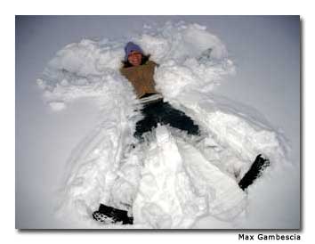Assistant editor Rachel Barbara makes her first snow angel.