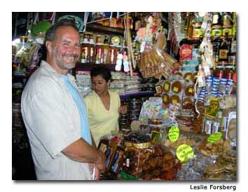 Eric sampling some exotic sweets at the Mercado de Dulces y Artes.