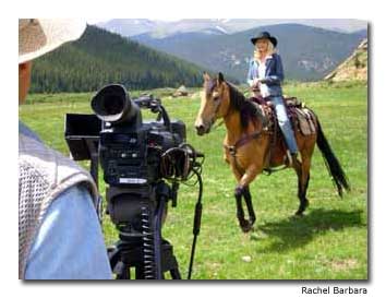 Managing editor Janna Graber and camerman Dave Ruch shoot a video in the Colorado High Country.