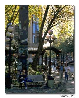 Pioneer Square, Seattle&rsquo;s historic district, is known for its architecture and nightlife.