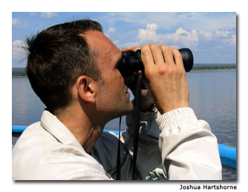 Our Russian colleague Dima could always be found on the deck of the riverboat, watching Siberia pass by. 