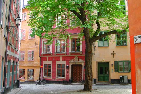 A quiet corner in Gamla Stan, Stockholm's Old Town.