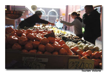 Tzatziki and baklava are sold alongside farm produce at Melbourne’s Queen Victoria Market.