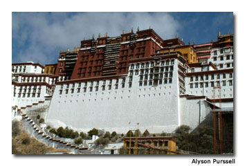 The Potala Palace draws visitors to marvel at its architecture. 