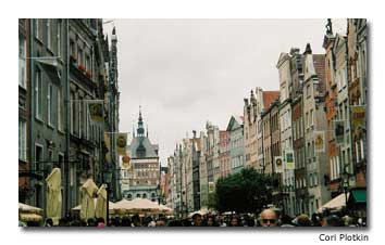 Vibrantly painted, Gothic-stylebuildings line the streets of Gdansk.