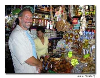 Eric samples some exotic sweets at the Mercado de Dulces y Artes.