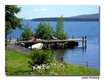 Lake Siljan residents enjoy a sunny day.