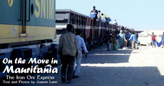 Passengers board the train in Nouadibhou, Mauritania.