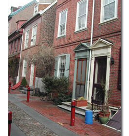 Travel takes you down unexpected roads, such as Elfreth's Alley in Philadelphia.