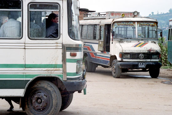 Buses in Nepal. Photo by Dave Underwood and Karen Windlewood