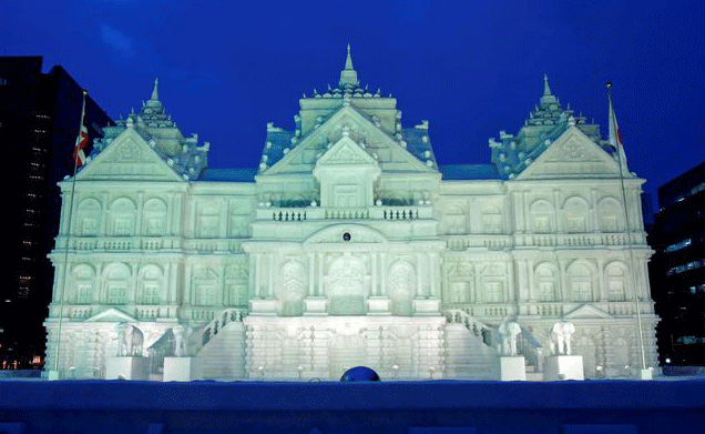 Buidlings of snow and ice at the Sapporo Snow Festival. Photo by City of Sapporo