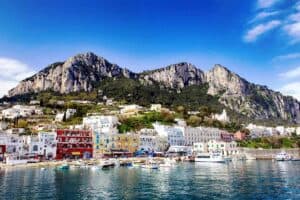 Capri coast and marina in Italy