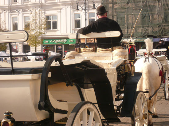 A carriage driver waits for passengers in Krakow, Poland.