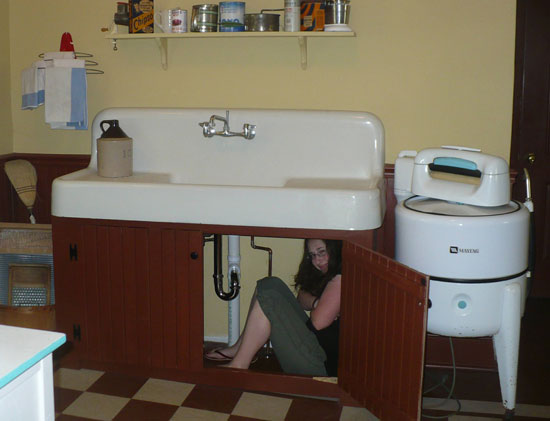 The sink where Randy hid in A Christmas Story