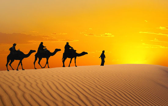 Riding a camel in Egypt