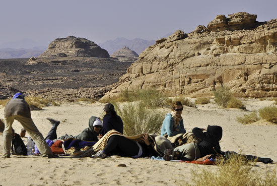 The author and friends on a desert picnic with the Bedouin in South Sinai. 