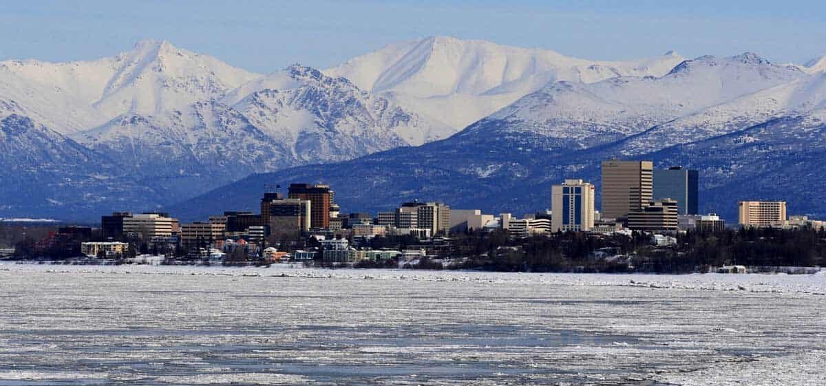 Anchorage in the winter in Alaska.