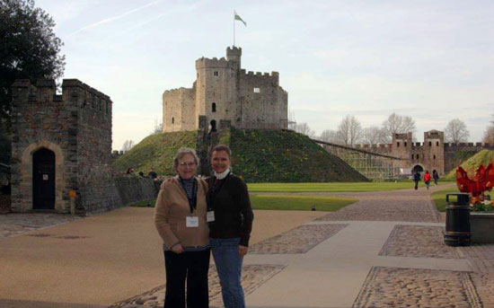 The author and her daughter at Cardiff Castle Keep
