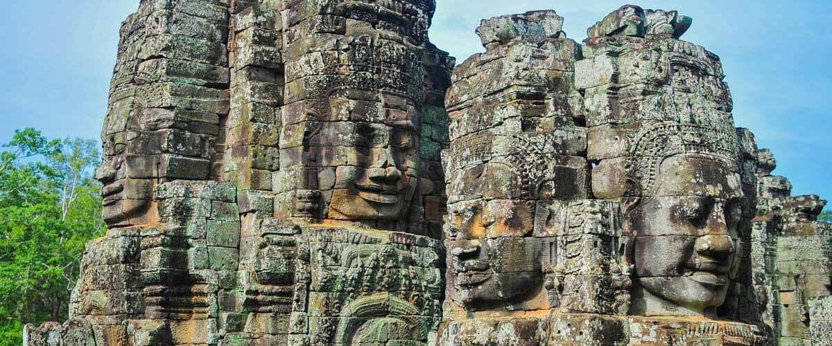 The ancient Angkor Wat Temple statues in Cambodia