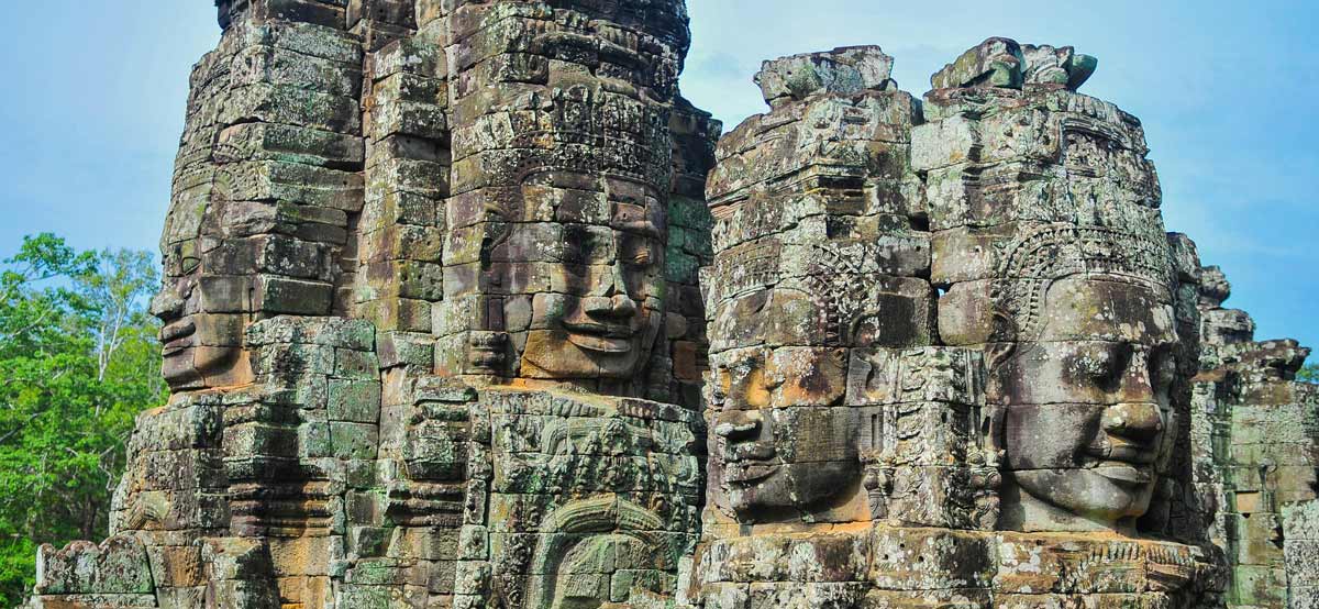 The ancient Angkor Wat Temple statues in Cambodia