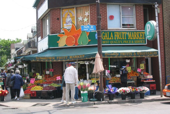 Toronto is filled with small neighborhood markets like this one. Photo by Claudia Carbone