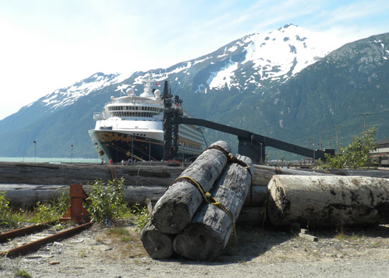 The Disney Wonder in Skagway, Alaska.