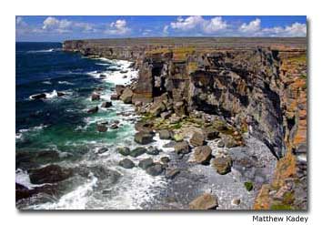 Sharp cliffs are a characteristic of the Aran Islands.