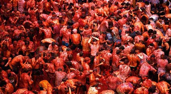 this infamous festival that's no more than a giant tomato fight. 