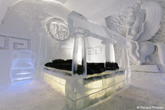 Rooms at the Quebec City Ice Hotel are a work of art. 
