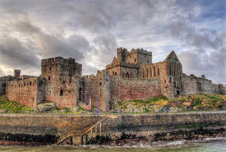 Peel Castle on the Isle of Man in Scotland