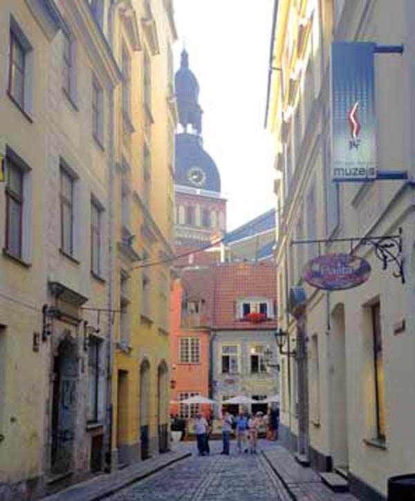 Walking through Old Town Riga. 