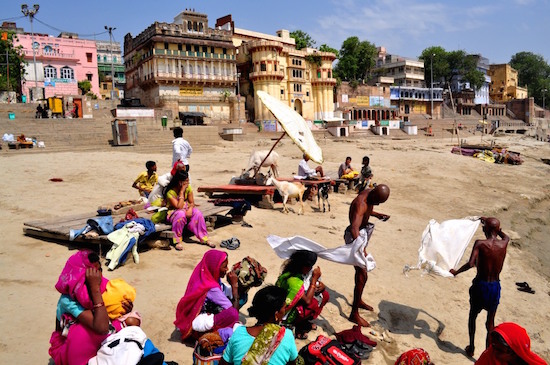 Pilgrims and devotees after a dip in the ghats of Varanasi. The city of ghats is said to be among the world’s oldest continuously inhabited cities.