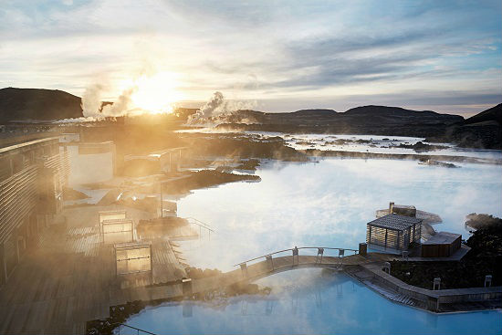Geothermal pools in Iceland. The Blue Lagoon is made up of six million liters of geothermal seawater.