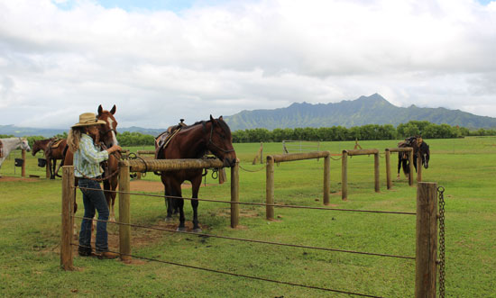 Princeville Ranch on the North Shore offers a ride to a waterfall and picnic lunch. Photo by Janna Graber