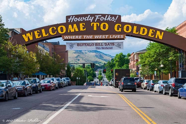 Welcome sign in Golden, Colorado