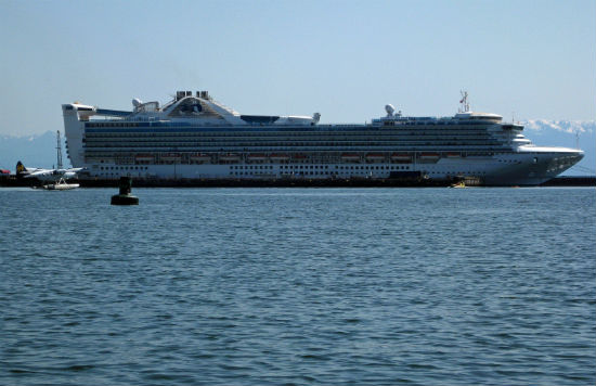 The ship docks at many different ports. 