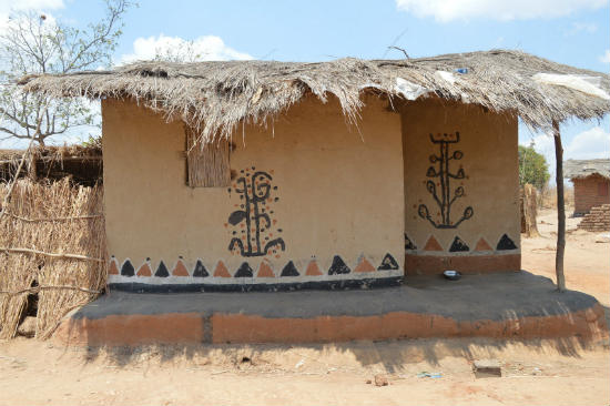 The decorations on the wall are a part of vernacular architecture.