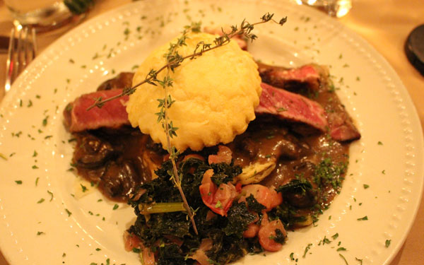Deconstructed Beef Wellington with Kobe Wagyu Beef with broccoli rabe and roasted radishes at the Morris House Bistro in Cheyenne.